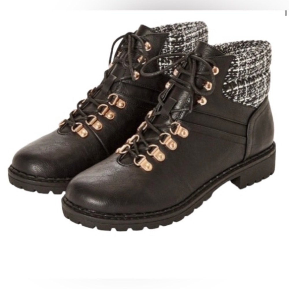 Brand New - JustFab Black Lace-Up Boots